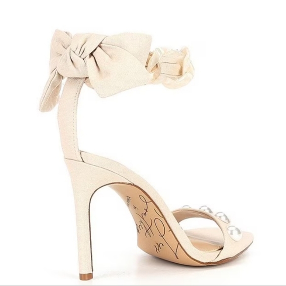 ANTONIO MELANI x Jess Southern Jean Pearl Studded Bow Chain Dress Sandal SZ 8.5 - Picture 3 of 16